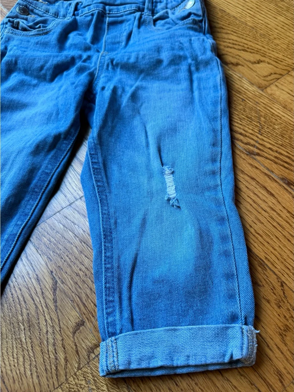 Old Navy Toddler Girls Denim Overalls Cuffed Crop Distressed Size 3T